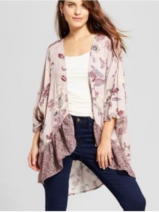Knox Rose Tops - Knox Rose Kimono Cardigan Floral XS Dusty Rose EUC